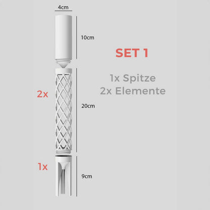 Moosstab 4cm Durchmesser Set 1 mit Abmessungen