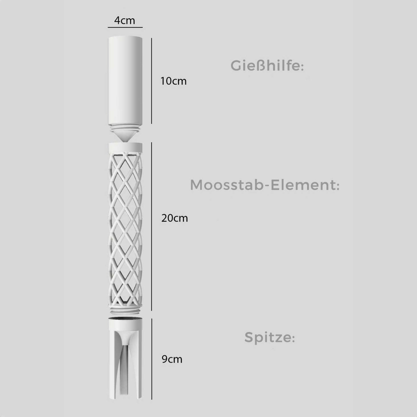 Moosstab 4cm Durchmesser mit Abmessungen