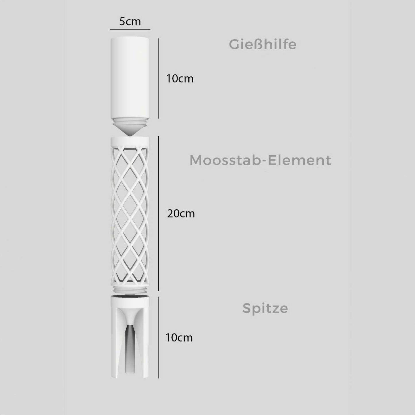 Moosstab 5cm Durchmesser mit Abmessungen