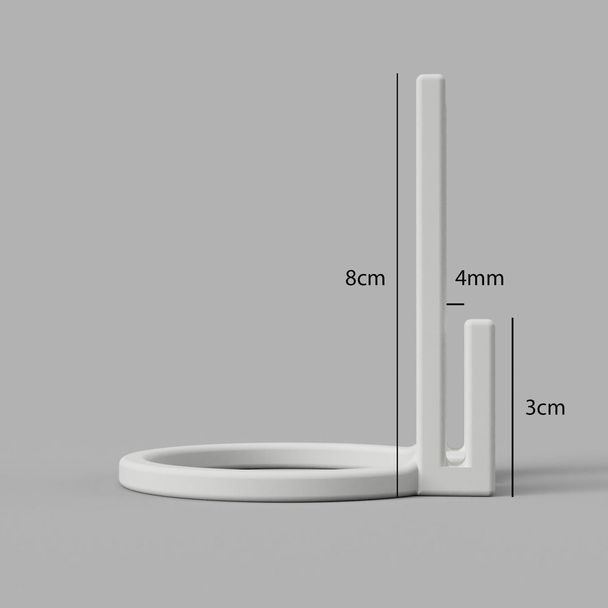 Topfhalter 60mm Weiß Seitenansicht mit Abmessungen