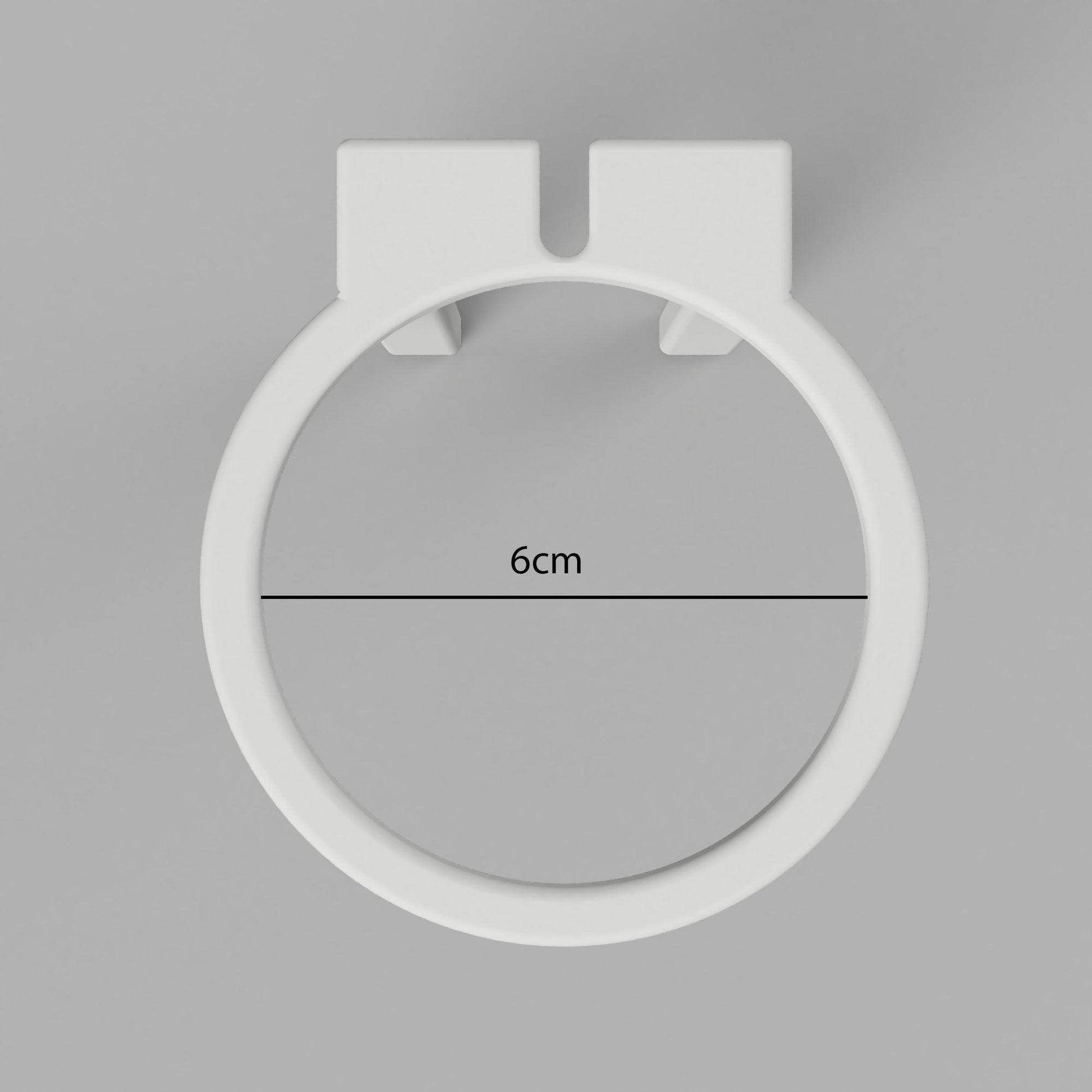 Topfhalter 60mm Weiß Oben mit Abmessungen